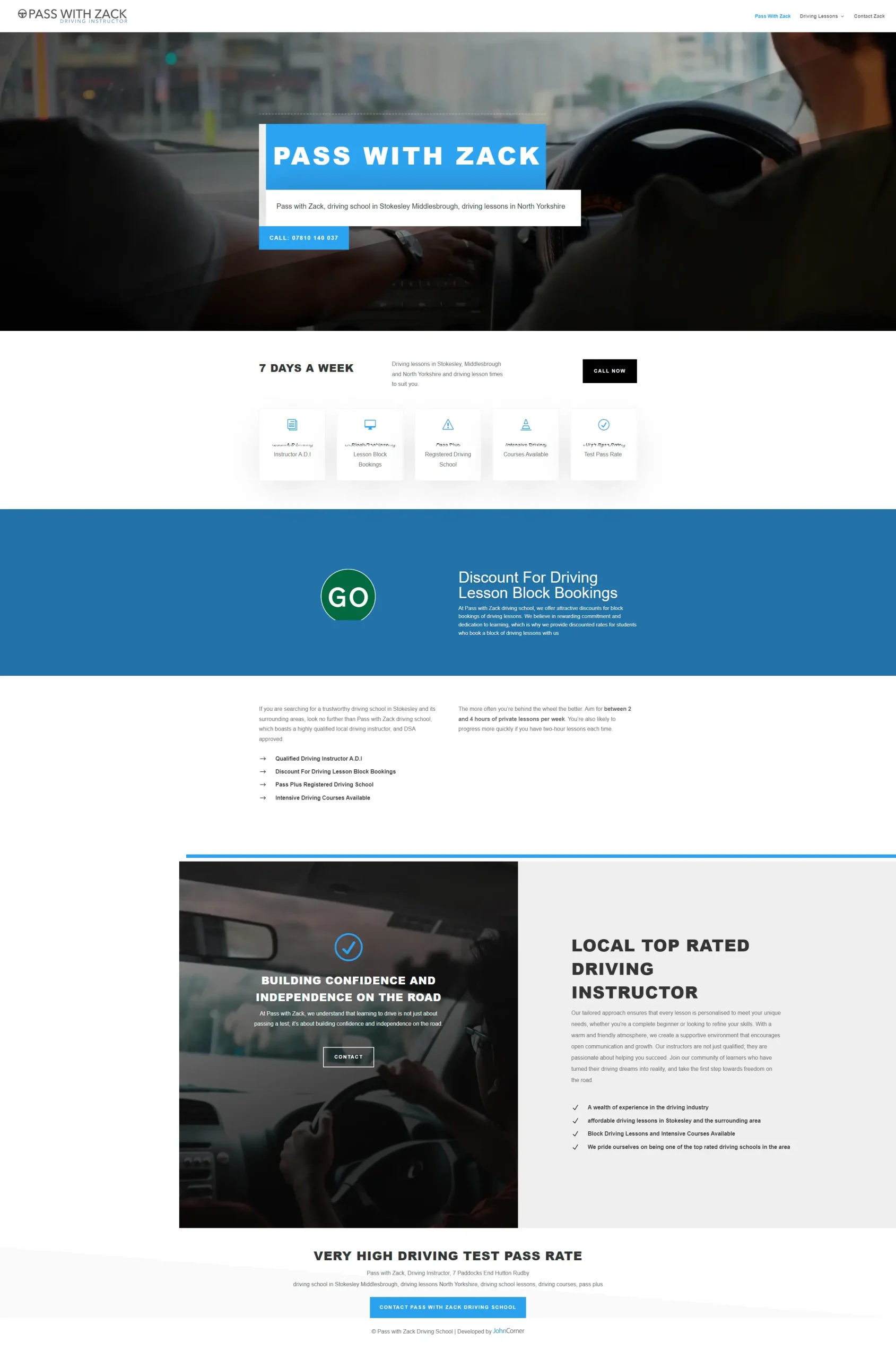 updated website, branding, SEO, and logo development for Pass With Zack Driving Instructor