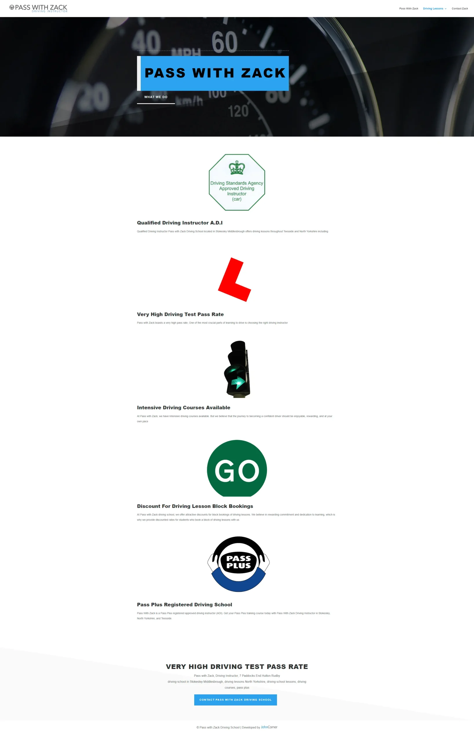 updated website, branding, SEO, and logo development for Pass With Zack Driving Instructor