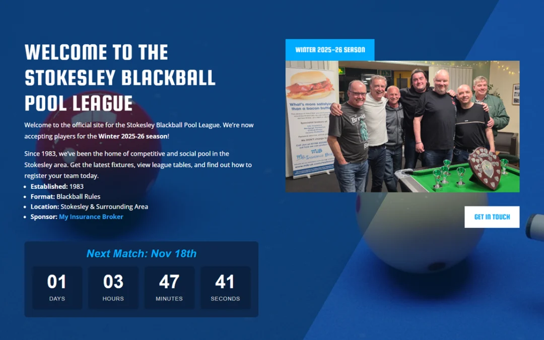 Stokesley Pool League – Website Development & Live Stats System